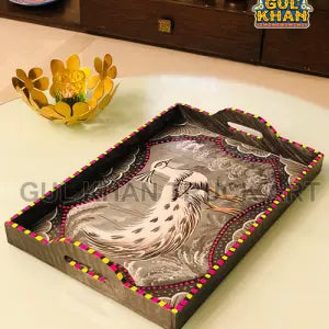Gray Scale Tray Wooden Hand Painted 0048
