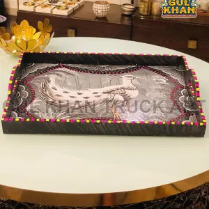 Gray Scale Tray Wooden Hand Painted 0048