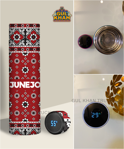Printed Travel Bottle Customized Ajrak White Design
