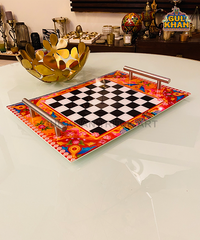 Acrylic Chess Tray (With Steel Handle) 005